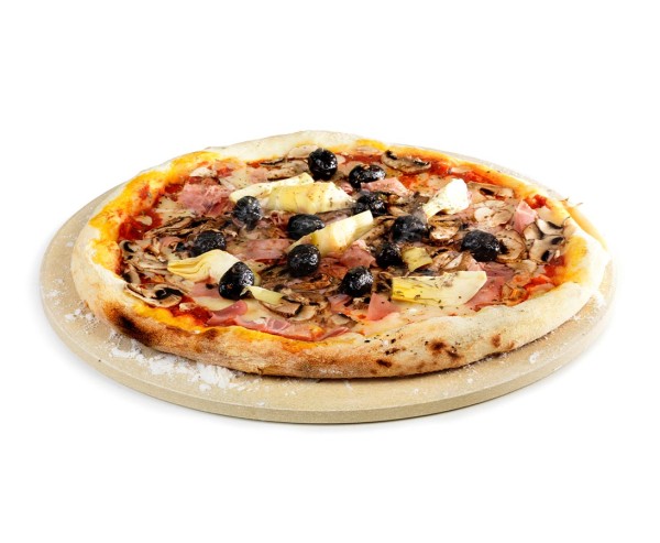 Pizza- und Brotbackstein mit Durchmesser 36cm aus feuerfestem Ton